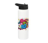 Back to 80s Nostalgia Roller Skate Boombox Cassette Tape 80s Stainless Steel Insulated Water Bottle