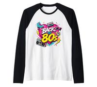 Back to 80s Retro Boom Box Roller Skate Rubik's Sunglasses Raglan Baseball Tee