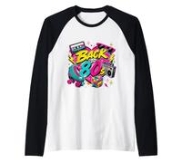Back to 80s Retro Boom Box Roller Skate Rubik's Sunglasses Raglan Baseball Tee