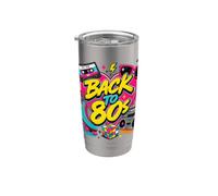 Back to 80s Retro Boom Box Roller Skate Rubik's Sunglasses Stainless Steel Insulated Tumbler