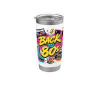 Back to 80s Retro Boom Box Roller Skate Rubik's Sunglasses Stainless Steel Insulated Tumbler
