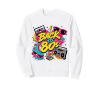 Back to 80s Retro Boom Box Roller Skate Rubik's Sunglasses Sweatshirt