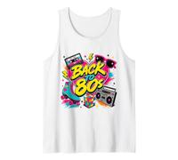Back to 80s Retro Boom Box Roller Skate Rubik's Sunglasses Tank Top