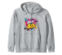 Back to 80s Retro Boom Box Roller Skate Rubik's Sunglasses Zip Hoodie