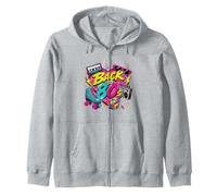 Back to 80s Retro Boom Box Roller Skate Rubik's Sunglasses Zip Hoodie