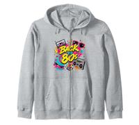 Back to 80s Retro Boom Box Roller Skate Rubik's Sunglasses Zip Hoodie