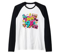 Back to 90s Nostalgia Roller Skate Boombox Cassette Nineties Raglan Baseball Tee