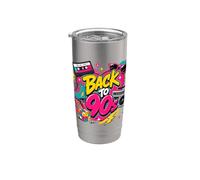 Back to 90s Nostalgia Roller Skate Boombox Cassette Nineties Stainless Steel Insulated Tumbler