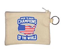 Back to Back Champions of The World USA Key Chain Coin Purse Beige