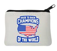 Back to Back Champions of The World USA Neoprene Coin Purse Pouch 10x11cm White