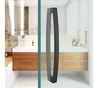 Back to Back Grab Bar with Mounting Accessories,Arc Bathroom Door Handle 18.5'' Long, Black/Silver Push-Pull Door Handle, 304 Stainless Steel(Black)
