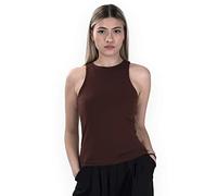 Back to Basics Women’s Halter Neck Crop Top - Ladies Casual High Neck Sleeveless Solid Crop Halter Tank Tops UK (UK, Alpha, S, Regular, Regular, Brown)
