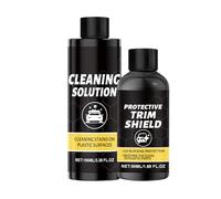 Back To Black Trim Restorer - 100ml Cleaning Liquid 50ml Care Agent | UV-Resistant Heavy Duty Permanent Trim Restorer | Triim Restoration Kit For For Car And Vehicle Revitalises Tired, Faded, Discolor