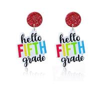 Back to Earrings for Teacher First Day Resin Acrylic Earrings Colorful Fun Teacher Earrings Drop Dangle Earrings for Students Teacher Appreciation for Women, Acrylic, No Gemstone