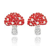Back To Nature Woodland Earrings Collection for Women, Silver Plated & Gold Plated Mushroom, Toadstool, Heart Leaf and Circle Leaf Designs (Glam Toadstool Studs: 1.1 × 0.9 × 0.6 cm)