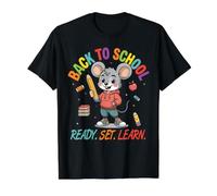 Back to School 2026 Teacher Kindergarten Ready. Set. Learn Value Graphic T-Shirt, Men, Black, L