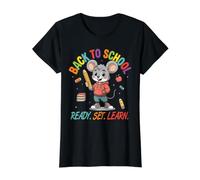 Back to School 2026 Teacher Kindergarten Ready. Set. Learn Value Graphic T-Shirt, Women, Black, S