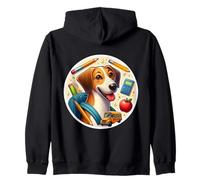 Back To School American Foxhound Dog Boys Girls Student Kids Zip Hoodie