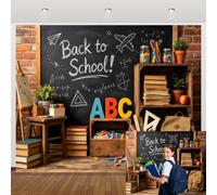 Back to School Backdrop 10x8ft ABC Letter Blackboard Book Pencil Background First Day of School Classroom Decoration Banner Portrait Photo Booth Studio Prop