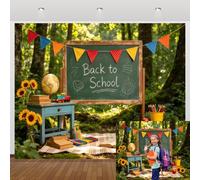 Back to School Backdrop 10x8ft Garden Forest Sunflower Blackboard Sunflower Photo Backdrop for First Day of School Classroom Decoration Party Portrait Photo Booth Studio Prop