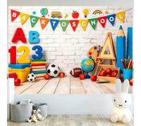 Back to School Backdrop Banner, First Day of School Backdrop, Class Party Photography Background Poster for Party Decorations Supplies for Kids Teachers Students Photo Booth Props 7x5ft