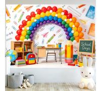 Back to School Backdrop Banner, First Day of School Backdrop, Class Party Photography Background Poster for Party Decorations Supplies for Kids Teachers Students Photo Booth Props 7x5ft