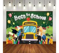 Back to School Backdrop Black School Bus Chalk Banner Decoration Kindergarten Classroom Teachers Students Photography Backgroun 350x230cm
