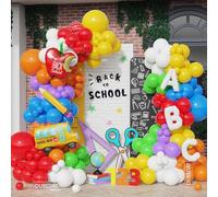Back to School Balloon Arch Kit,Rainbow Balloons Pencil Apple Bus ABC Foil Balloons for Welcome Back To School Classroom Party First Day of School Kindergarten Decorations