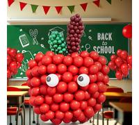 Back to School Balloon Garland Arch Kit,Red Apple Grape Red and Metallic Green Balloons with Eye BalloonS for First Day of School Kindergarten Graduation Party Supplies