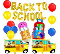 Back To School Balloons Kit, School Bus Pencil Schoolbag Balloon And Red Blue Yellow Balloons For Back To School Supplies, Kindergarten Party Decorations
