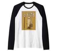 Back to School Boo Hoo Funny Ghost Stamp Design Raglan Baseball Tee