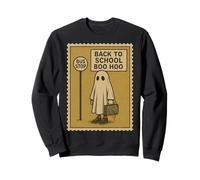 Back to School Boo Hoo Funny Ghost Stamp Design Sweatshirt