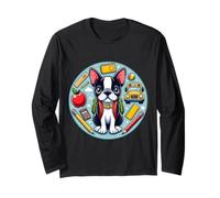 Back To School Boston Terrier Dog Boys Girls Owner Student Long Sleeve T-Shirt