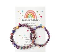 Back to School Bracelets for Mother Daughter Matching Heart Mommy and Me Wish Strings Bracelet Set First Day of School Gifts, Adjustable, Stone, no gemstone