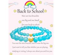 Back to School Bracelets Mommy and Me Matching Heart Bead Bracelet Set First Day of School Jewelry Gifts, clay, no gemstone