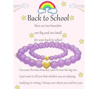 Back to School Bracelets Mommy and Me Matching Heart Bead Bracelet Set First Day of School Jewelry Gifts, clay, no gemstone