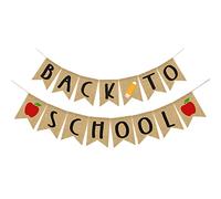 Back to School Burlap Pre-Assembled Welcome School Hanging Decoration First Day of School Bunting Garland for Classroom Teacher Office School Activities