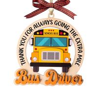 Back to School Bus Driver Appreciation Gifts - Bus Driver Gifts - School Drivers Appreciation Gift for Men -Thank You, Retirement Gift for School Driver Monitor - Wooden Car Hanging Bus Ornament