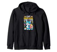 Back To School Cat Preschool Here I Come Kid Zip Hoodie