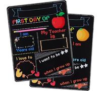 Back to School Chalkboard First Day and Last Day of School Chalkboard Sign Colorful Chalk Board Double Sided Chalkboard Decoration for Kids Boys and Girls Photo Prop