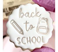 Back to School Cookie Cutter Pencil Backpack Fondant Stamp Embosser Biscuits Cupcakes fits All Butter Biscuits First Day Back m&s Marks and Spencers Kids School Term Ideas Free Matching Cutter