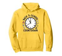 Back to School Countdown Clock with Education Icons Pullover Hoodie, Adult Unisex, Lemon, M