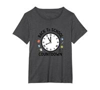 Back to School Countdown Clock with Education Icons T-Shirt, Women's Plus, Dark Heather Grey, 4X