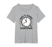 Back to School Countdown Clock with Education Icons T-Shirt, Women's Plus, Heather Grey, 2X