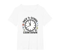 Back to School Countdown Clock with Education Icons T-Shirt, Women's Plus, White, 5X