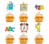 Back to School Cupcake Toppers 24 Pcs Cake Topper Back to School Party Decoration Supplies Desserts Decoration Back to School Themed for Boys Girls Kids A8KXDGCP