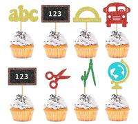Back to School Cupcake Toppers, Welcome Back to School Cupcake Picks, First Day of School Cake Toppers for School Activities, Teaching Supplies