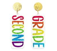 Back To School Drop Dangle Earring Resin First Day of School Back To School Grade Earrings for Teacher Students, S, Zinc, No Gemstone