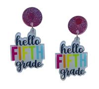 Back to School Earrings Acrylic Funny First Day of School Dangle Drop Earring for Graduation Teachers Appreciation Jewelry, Acrylic, no gem