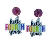 Back to School Earrings Acrylic Funny First Day of School Dangle Drop Earring for Graduation Teachers Appreciation Jewelry, Acrylic, no gem